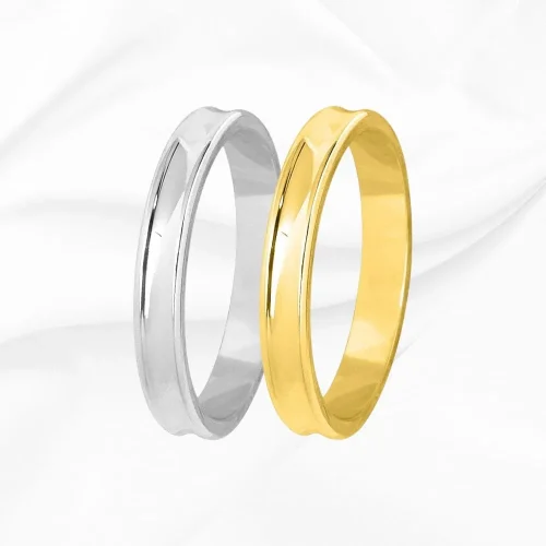 Alliances concave homme en or 750/000 blanc et jaune, Arthur n°3, L'Etabli du Bijoutier