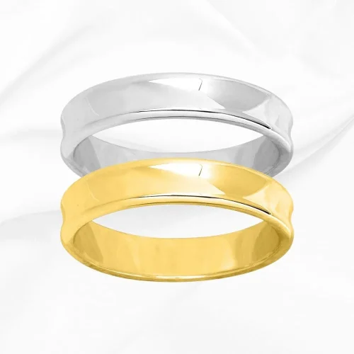 Alliances concave homme en or 750/000 jaune et blanc, Arthur n°4, L'Etabli du Bijoutier