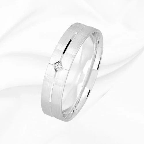 Alliance création, diamant 0.01ct, en Or 750/000 Blanc, L'Etabli du Bijoutier