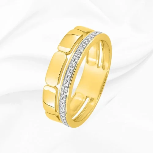 Alliance création en or jaune et diamants, L'Etabli du Bijoutier