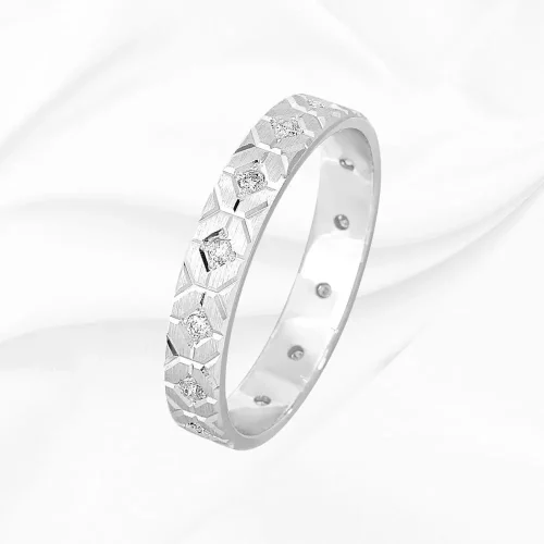 Alliance création en or 750/000 blanc et diamants, L'Etabli du Bijoutier