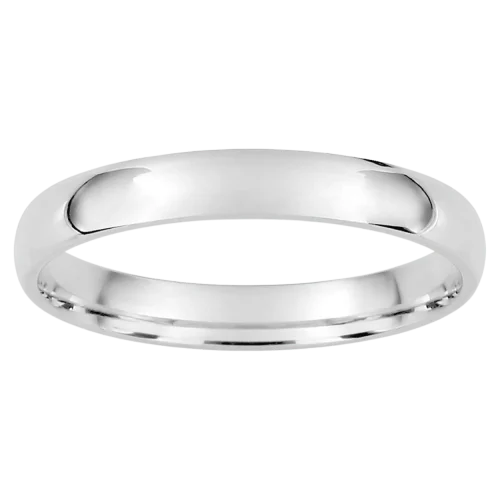 Alliance demi jonc parisien en or blanc 18 carats intérieur confort