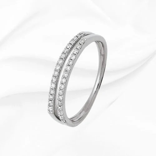 Alliance double ligne ajourée, diamants 0,20ct, Or Blanc 18k, L'Etabli du Bijoutier