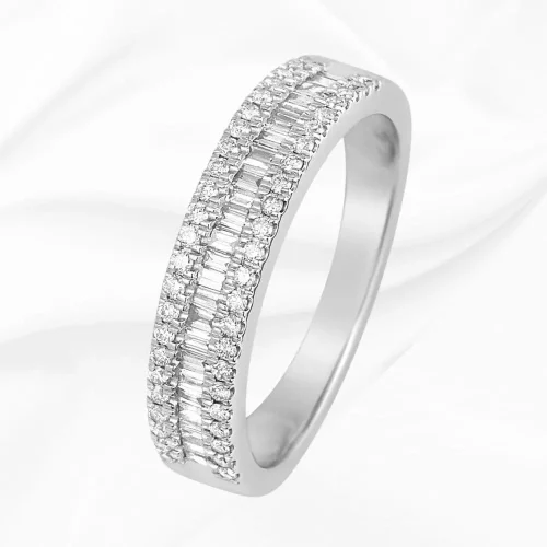 Alliance en Or Blanc 750/000 et diamants, L'Etabli du Bijoutier