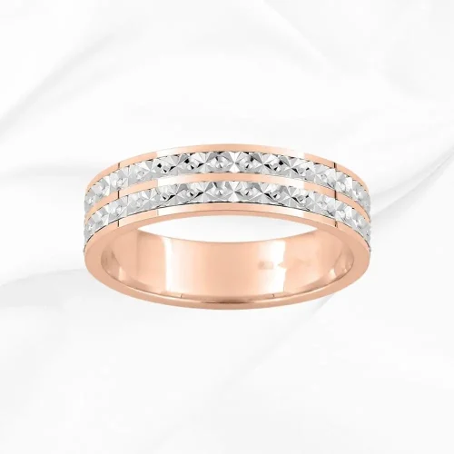 Alliance large double rang illusion diamants en or rose 18k, Nora 2, L'Etabli du Bijoutier, Haguenau