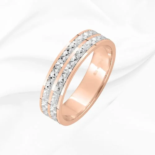Alliance large double rang illusion diamants en or rose 18k, Nora 2, L'Etabli du Bijoutier, Haguenau