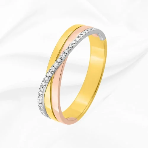 Alliance femme 3 ors et diamant, L'Etabli du Bijoutier