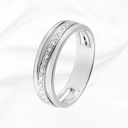 Alliance diamant femme en Or Blanc 750/000, L'Etabli du Bijoutier