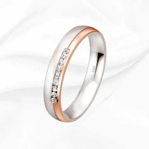 Alliance femme en or blanc et rose 750/000, Evidence n°19, L'Etabli du Bijoutier, Haguenau
