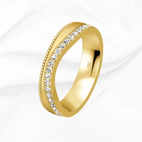 Alliance femme en or jaune 18k et diamants, promesse n°1, L'Etabli du Bijoutier, Haguenau
