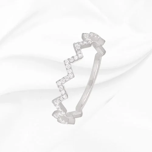 Alliance géométrique en diamants 0,15ct or blanc 18k, L'Etabli du Bijoutier