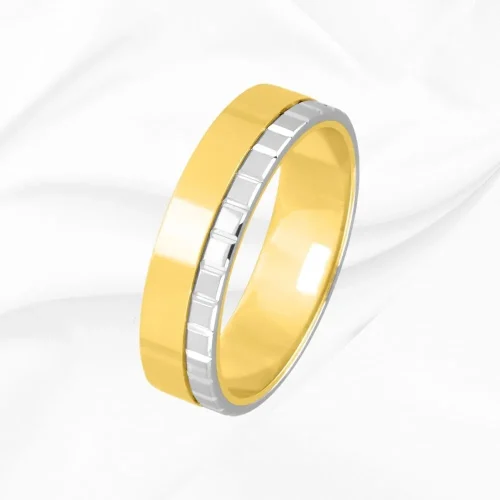 Alliance homme bicolore en or 750/000 jaune et blanc, Noah, L'Etabli du Bijoutier