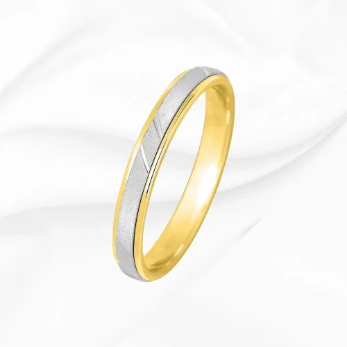 Alliance bicolore en Or Blanc et Jaune 750/000, 3mm, Malo n°3, L'Etabli du Bijoutier