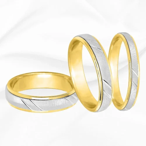 Alliance bicolore en Or Blanc et Jaune 750/000, 3mm, 4mm et 5mm, Malo n°3, n°4 et n°5, L'Etabli du Bijoutier