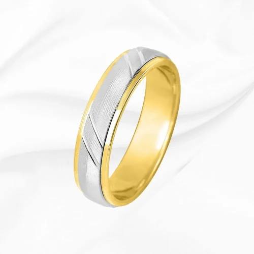 Alliance bicolore en Or Blanc et Jaune 750/000, 5mm, Malo n°5, L'Etabli du Bijoutier