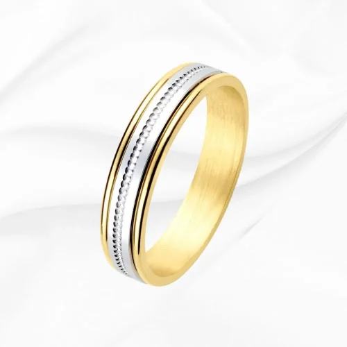 Alliance bicolore, homme, Or Blanc et Jaune 750/000, Lucas, L'Etabli du Bijoutier