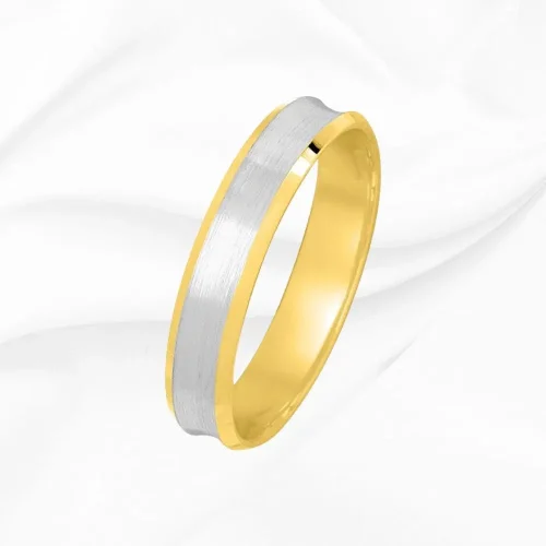 Alliance bicolore, homme, Or Blanc et Jaune 750/000, Raphael n°4, L'Etabli du Bijoutier