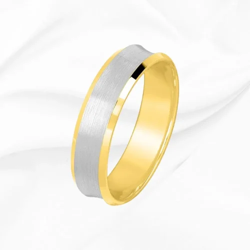 Alliance bicolore, homme, Or Blanc et Jaune 750/000, Raphael n°5, L'Etabli du Bijoutier