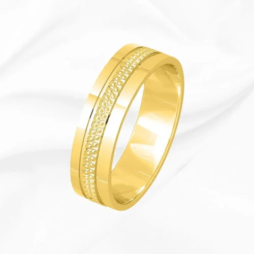 Alliance homme créative en Or Jaune 750/000, Mael, L'Etabli du Bijoutier