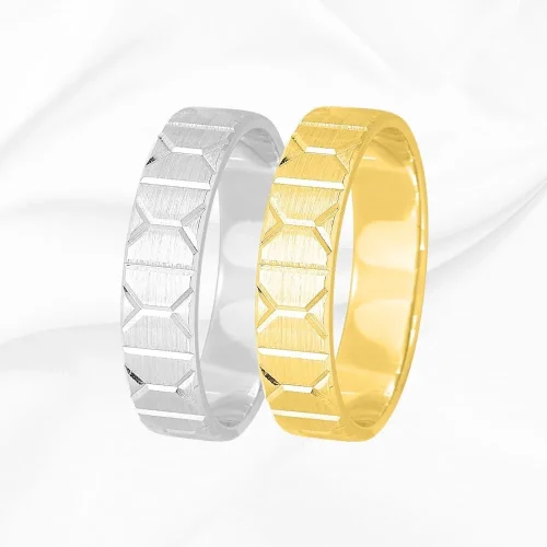 Alliances homme en or 750/000 blanc et jaune, Léo, L'Etabli du Bijoutier
