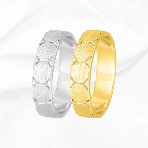 Alliances homme en or 750/000 blanc et jaune, Léon, L'Etabli du Bijoutier