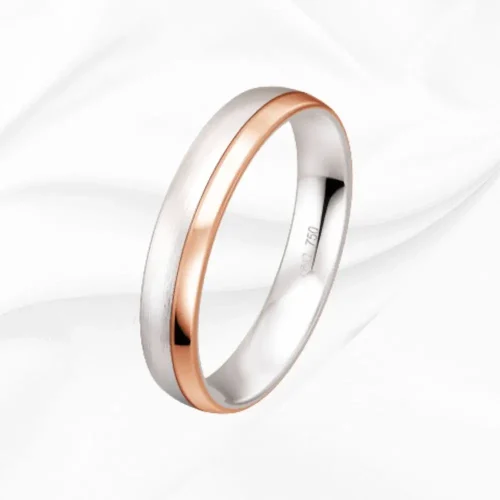 Alliance homme en or blanc et rose 750/000 Evidence n°20, L'Etabli du Bijoutier, Haguenau