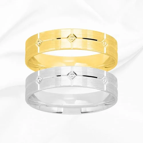 Alliances homme en or 750/000 blanc et jaune, Julien n°4.5, L'Etabli du Bijoutier