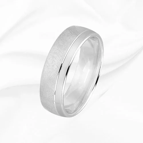 Alliance originale, homme, Or Blanc 750/000, Romain, L'Etabli du Bijoutier