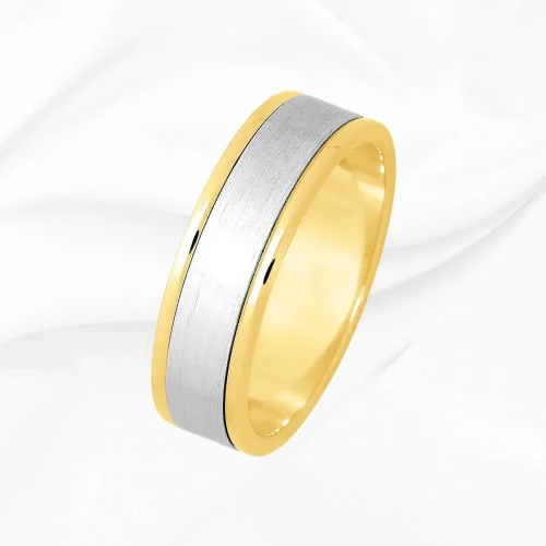 Alliance homme bicolore en or 750/000 jaune et blanc, Noah, L'Etabli du Bijoutier