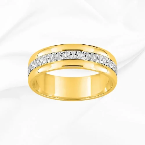 Alliance large femme illusion diamants en or jaune 18k, Diane, L'Etabli du Bijoutier, Haguenau