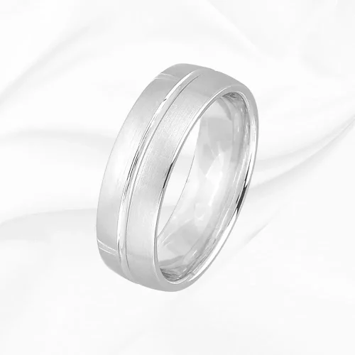 Alliance large homme en or 750/000 blanc, Tom, L'Etabli du Bijoutier