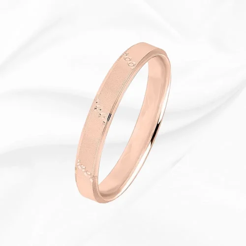 Alliance originale, ciselée et chanfreiné en Or Rose 750/000, Théa, L'Etabli du Bijoutier