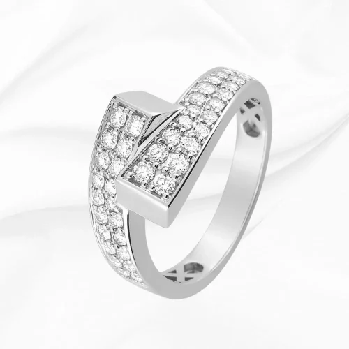 Alliance originale toi et moi en or blanc 750/000 et diamants 0.65ct, L'Etabli du Bijoutier