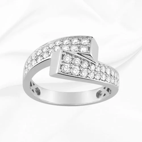 Alliance originale toi et moi en or blanc 750/000 et diamants 0.65ct, L'Etabli du Bijoutier