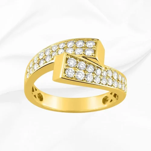 Alliance originale toi et moi en or jaune 750/000 et diamants 0.65ct, L'Etabli du Bijoutier