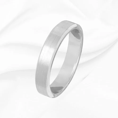 Alliance ruban biseauté homme en or 750/000 blanc, Greg, L'Etabli du Bijoutier