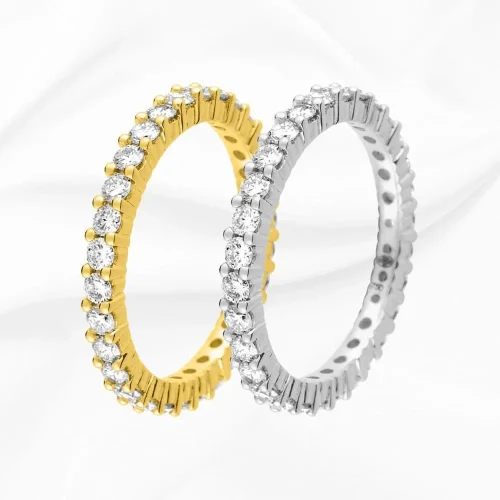 Alliance tour complet diamants, 1.05ct, en Or 750/000 Blanc et Jaune, L'Etabli du Bijoutier