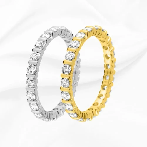 Alliance tour complet diamants, 1.1ct, en Or 750/000 Blanc et Jaune, L'Etabli du Bijoutier