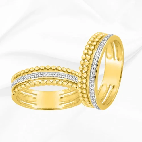 Alliances créations en or jaune et diamants, L'Etabli du Bijoutier