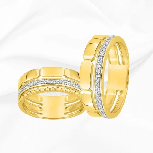 Alliances créations en or jaune et diamants, L'Etabli du Bijoutier