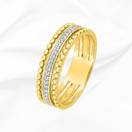 Alliance création en or jaune et diamants, L'Etabli du Bijoutier