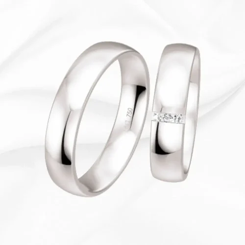 Alliances femme et homme en or blanc 750/000, Evidence n°15 et n°16, L'Etabli du Bijoutier, Haguenau