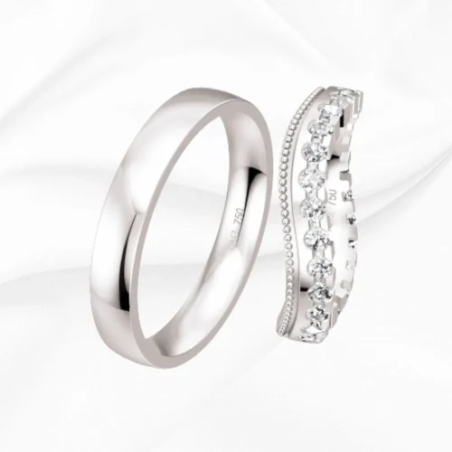 Alliances homme et femme en or jaune 18k, promesse n°5 et n°6, L'Etabli du Bijoutier, Haguenau
