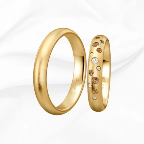 Alliances femme et homme en or jaune 750/000, Luxury n°7 et n°8, L'Etabli du Bijoutier Haguenau