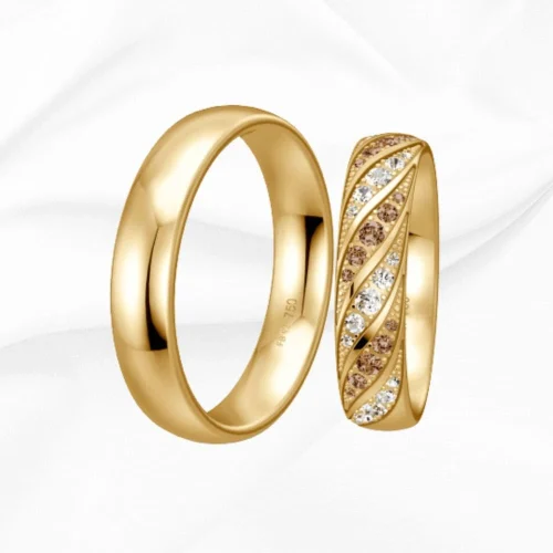 Alliances femme et homme en or jaune 750/000, Luxury n°9 et n°10, L'Etabli du Bijoutier Haguenau