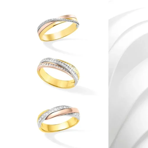 Alliances femme 3 ors et diamant, collection LOVE, L'Etabli du Bijoutier