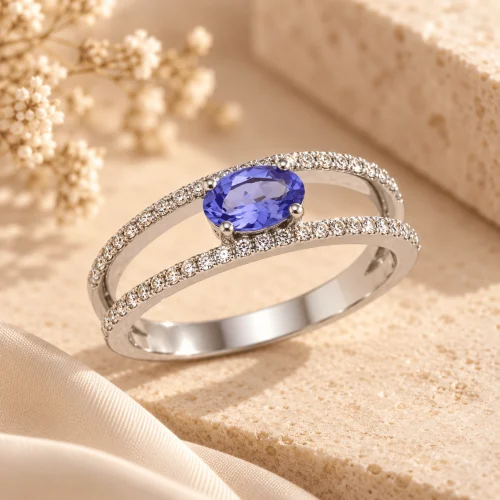 Bague tanzanite et diamants en or blanc 18 carats Lago Viola