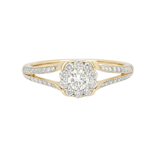 Bague centre carre forme fleur en or jaune 750/000, Ligne Vendôme, L'Etabli du Bijoutier, Haguenau