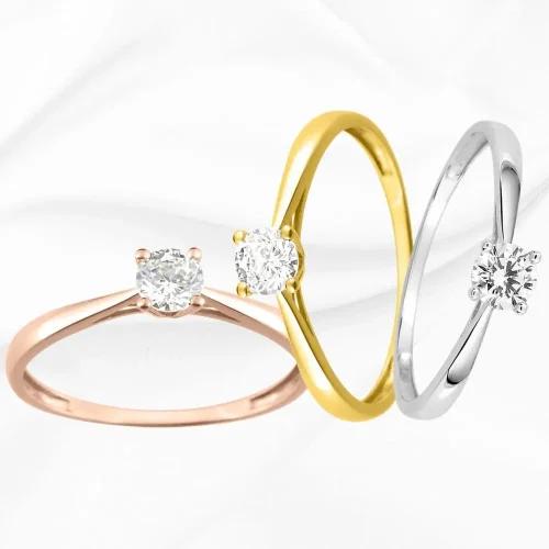Solitaires en Or Jaune Blanc et Rose 18k et oxyde de zirconium, L'Etabli du Bijoutier