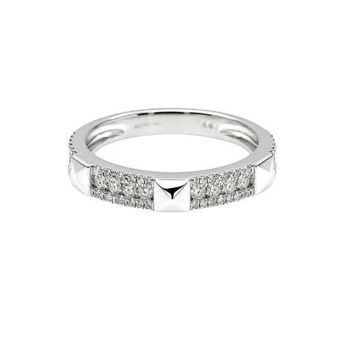 Bague demi alliance en or blanc 18k et diamants, Ligne Vendôme, L'Etabli du Bijoutier, Haguenau